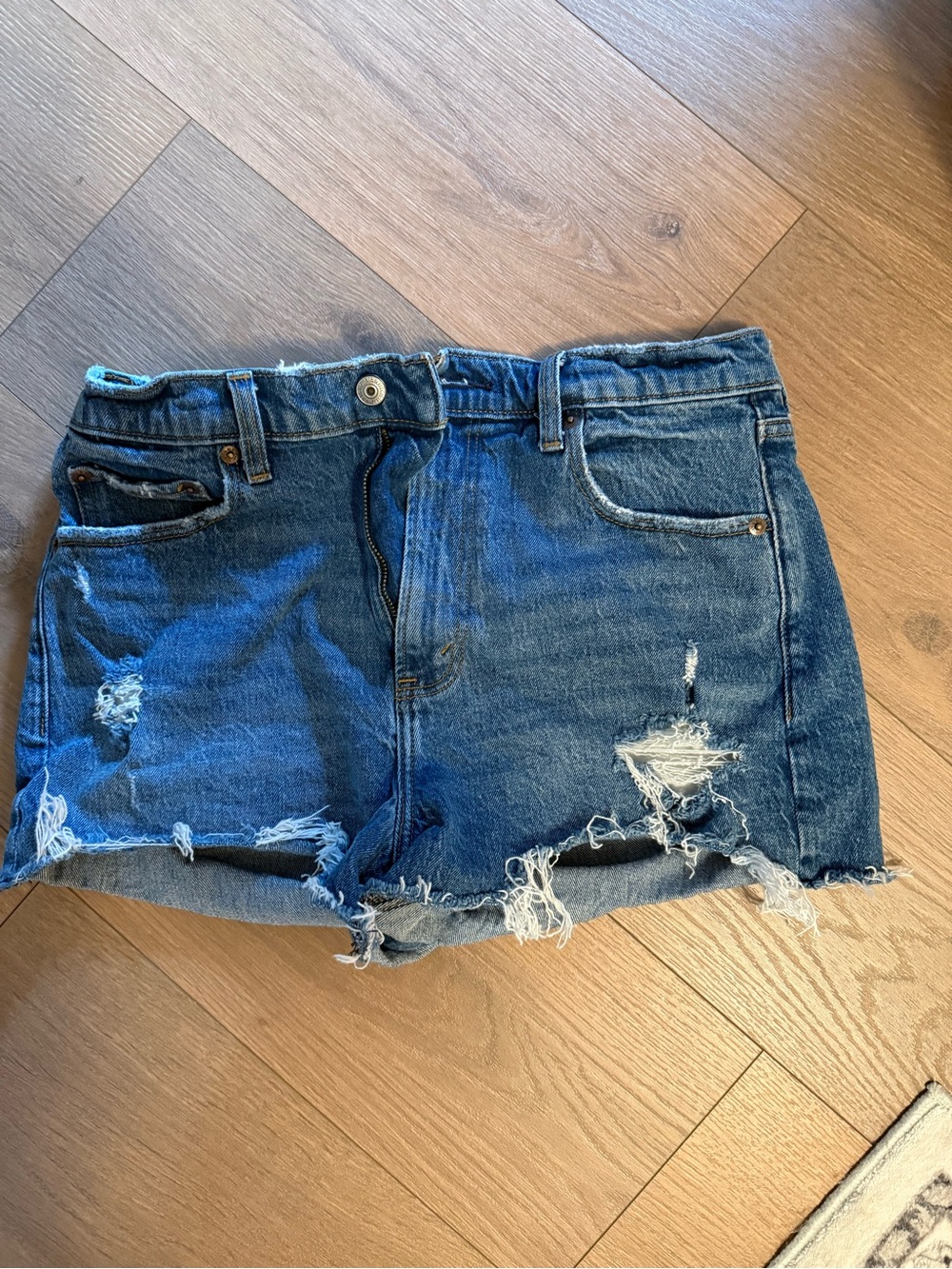 Abercrombie & Fitch Distressed Denim Jean Shorts - Blue